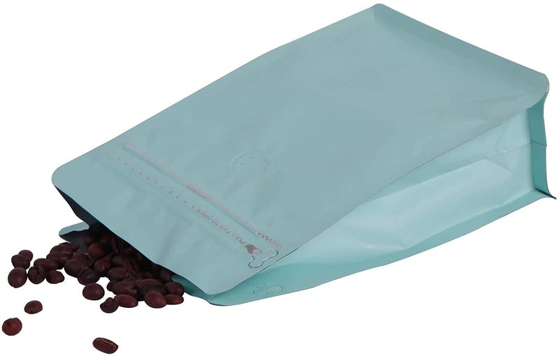 REMTAP Coffee Bags with Valve(100pcs,16oz) Tiffany Blue High Barrier Aluminumed Foil Flat Bottom Standing Coffee Beans Storage Bags,Reusable Heat Sealable Side Zipper Pouches for Home or Store - Image 4